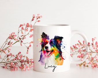 FREE POSTAGE** Dishwasher safe Personalised with name Border Collie Mug. Border Collie Mug, Personalised Border Collie, Personalised Dog Mug