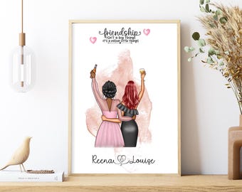 Personalised best friend print – custom gift for her, birthday keepsake, framed or digital wall art, Best friend print, Group of friends