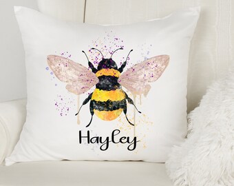 Personalised Name Queen Bee cushion Pillow, Bee Cushion, Personalised cushion, Present for Niece Sister Friend Child. Birthday Gift. Bee