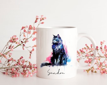 FREE POSTAGE** Dishwasher safe Maine Coon cat mug, Cat mug, Sister, Friend, Cat lover, Maine Coon, Cat mug, Personalised cat mug