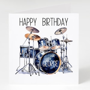 Drummer Birthday Card. Personalised Drummer Card. Drums Birthday Card. Happy Birthday Card Drummer. Drums Birthday Card. Custom Name Card