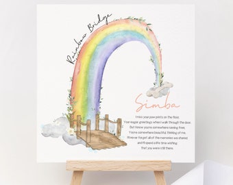 Rainbow Bridge Card, Pet loss card, dog card, Dog memorial card, Pet sympathy card, Rainbow Bridge, Card for pet loss, Personalised pet loss