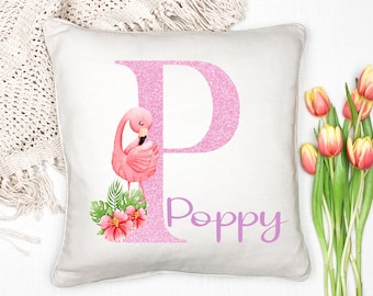Personalised Name Flamingo cushion Pillow, Flamingo Cushion, Personalised cushion, Present for Niece Sister Friend Child. Birthday Gift