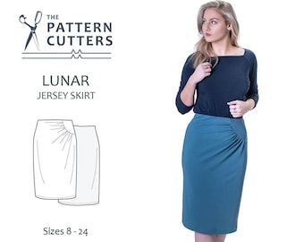 Jersey skirt Paper pattern, Lunar jersey skirt