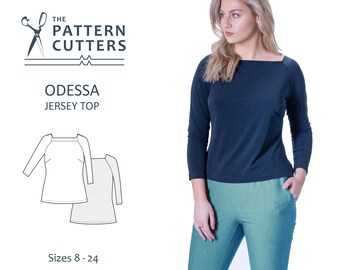 Jersey top PDF pattern, Odessa Jersey Top