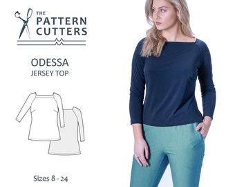 Jersey top paper pattern, Odessa jersey Top