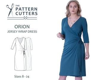 Jersey wrap dress PDF pattern, Orion jersey wrap dress