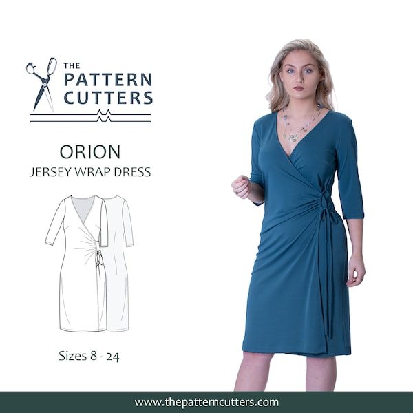 Jersey wrap dress PDF pattern, Orion jersey wrap dress