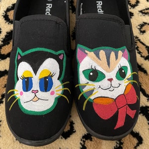 Hand painted ‘vintage cat’ canvas shoes