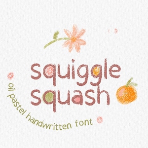 Manuscrite Pastel à L'huile | pour projets scolaires, police ludique et fantaisiste, police de caractères pour livres pour enfants | Police de caractère squiggle squash