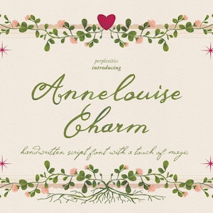 Whimsical Handwritten Script Font for Wedding, Branding, Logo, Magical Font Annelouise Charm Typeface