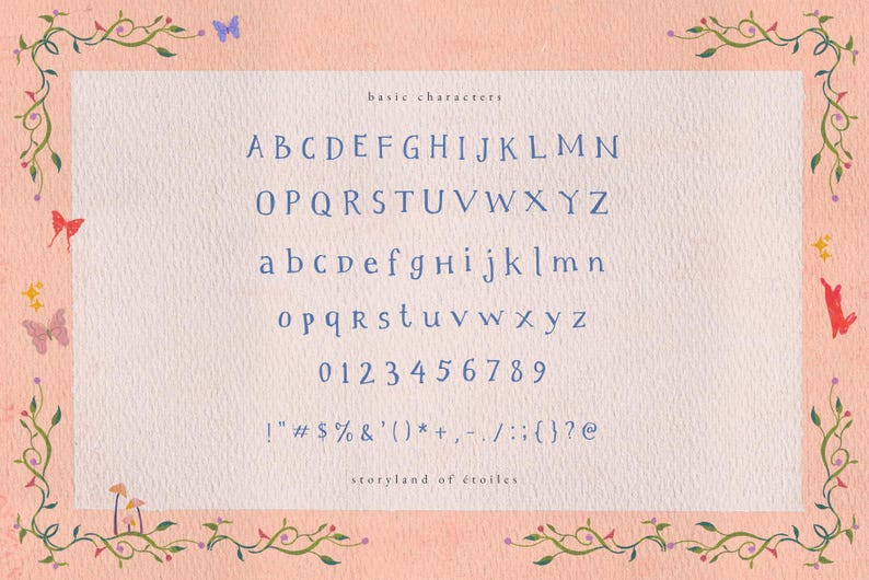 Handdrawn Serif Font Whimsical Handwritten Font Magical Fantasy Font Organic Witchy Style Storyland of Etoiles Typeface