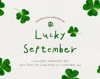 Lucky September Font | Organic Handwritten Typeface with 5 Alternates, Doodle Kids Font, Children's Book, Font for School
