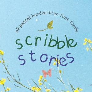 Speels oliepastel handgeschreven lettertype Familie creatieve schoolprojecten | Lettertype kinderboeken | Lettertype Krabbelverhalen