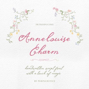 Wunderliche handgeschriebene Schrift für Hochzeit, Branding, Logo, magische Schrift Annelouise Charm Schriftbild