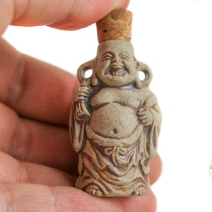 Buddha Ceramic Bottle - High fired peruvian cercamic bottle - for essences, perfumes and potions