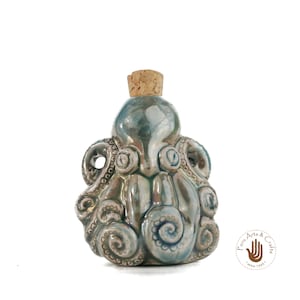 Octopus Raku Bottle - Raku peruvian cercamic bottle - for essences, perfumes and potions