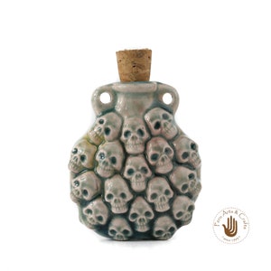 Skulls Raku Bottle - Raku peruvian cercamic bottle - for essences, perfumes and positions