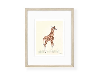 Elevated Safari Giraffe Art Print for Modern Nurseries