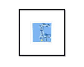San Francisco Cafe Du Soleil Print - Pastel Pencil Victorian Cafe Illustration