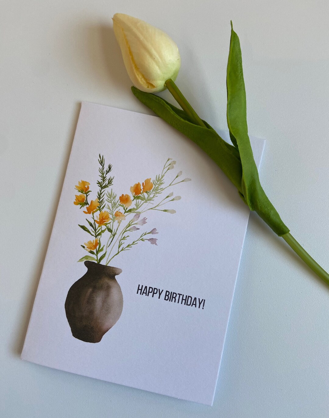 Happy Birthday Flower Vase Card english/hmong Etsy