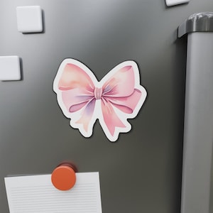 Pink Coquette Watercolor Bow Die-Cut Magnet, Coquette Style, Fridge Decor, Cute Kitchen Accessory, Magnetic Decoration, Gift for Her, Kawaii