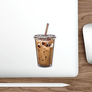 Adesivo per caffè - Adesivo carino ed estetico per caffè freddo per laptop, bottiglia d&#39;acqua e decorazione diario, regalo per ragazze amanti delle bevande