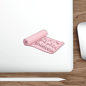 Pink Pilates Princess Sticker - Girly Pilates Mat Fitness & Wellness Illustration Decal for Laptops, Journals, and Water Bottles;