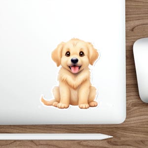 Golden Retriever Puppy Die-Cut Stickers - Fun Animal Lover Decals, Cute Pet Laptop Sticker, Adorable Dog Journal Scrapbook Supplies, Happy