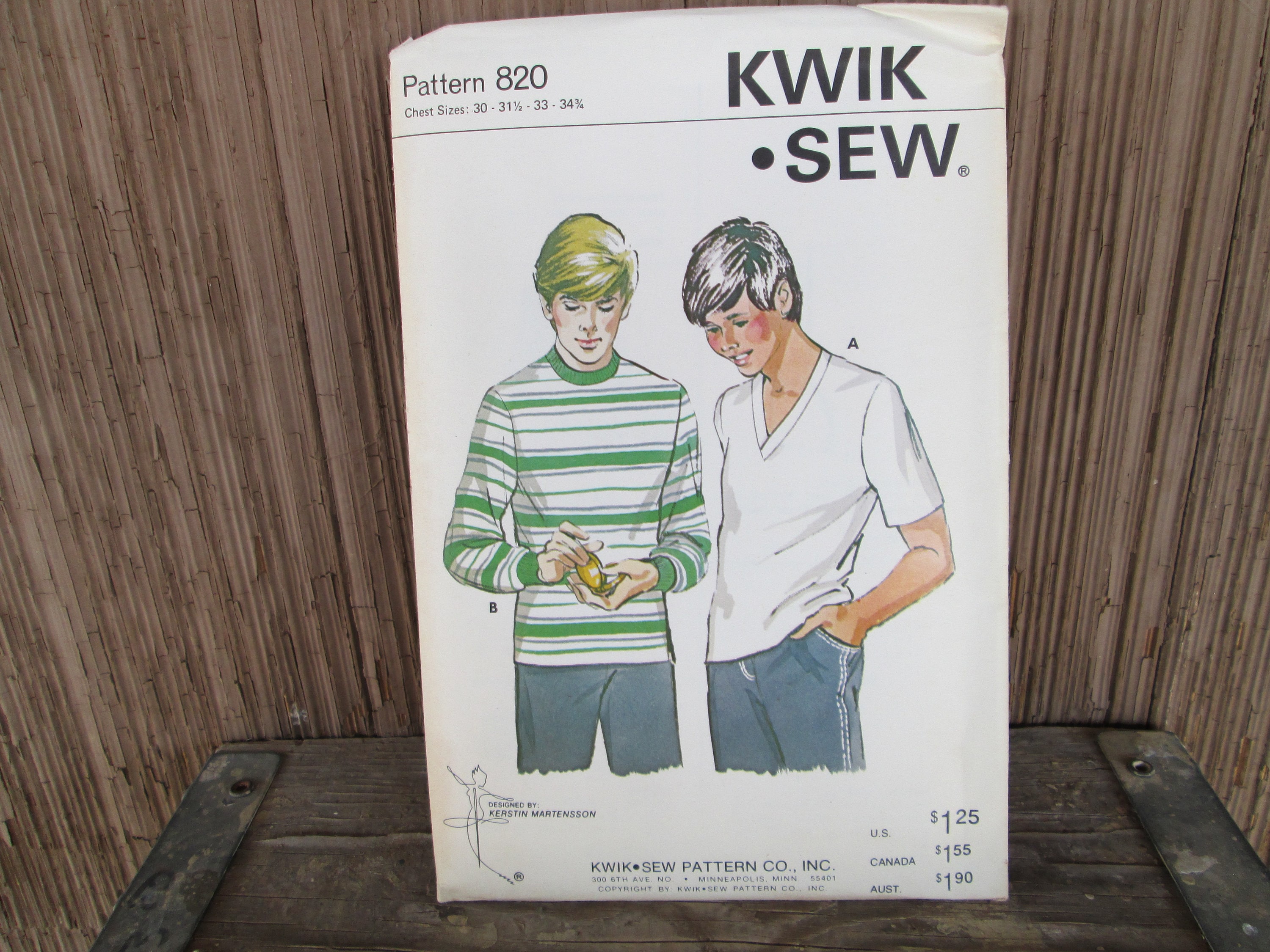 Vintage Kwik Sew Pattern 820 Junior Boys T-shirt Size 30, 31 Vintage Kwik Sew Pattern 820 Junior Boys T-shirt Size 30, 31