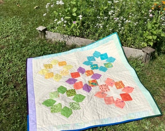 Cute little baby quilt for playtime or a snuggle, in the nursery or out in the sunshine, perfect for a shower gift.  Machine washable