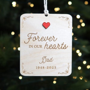 Forever in Our Hearts Personalized Memorial Ornament 2025 In Loving Memory Sympathy Gift