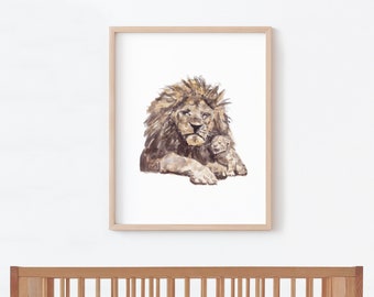 Lion Nursery Art | Jungle Nursery Print | Safari Nursery Wall Art