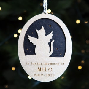 Personalized Cat Angel Memorial Ornament, In Memory of Cat Sympathy Gift