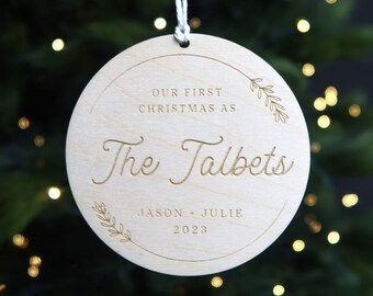 First Christmas Married Ornament Personalized, Newlywed Ornament, Just Married Ornament 2023, Custom Wedding Ornament