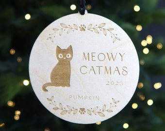 Meowy Catmas Personalized Cat Ornament 2023