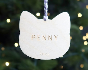 Personalized Cat Name Ornament 2023, Custom Cat Christmas Stocking Tag