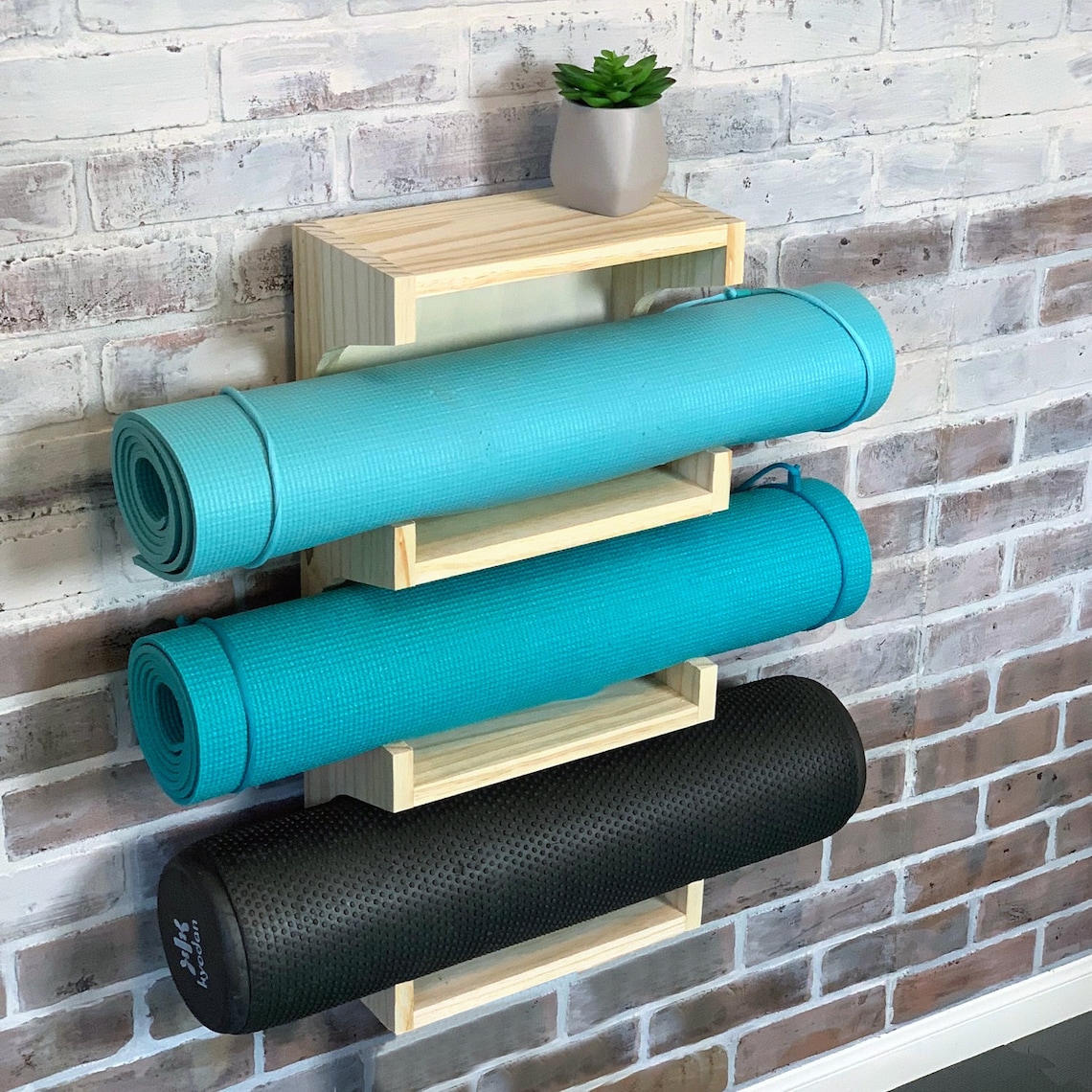 3 Mat Rack / Exercise Mat Storage / Yoga Mat Rack / Wall Storage - Yoga Zeal