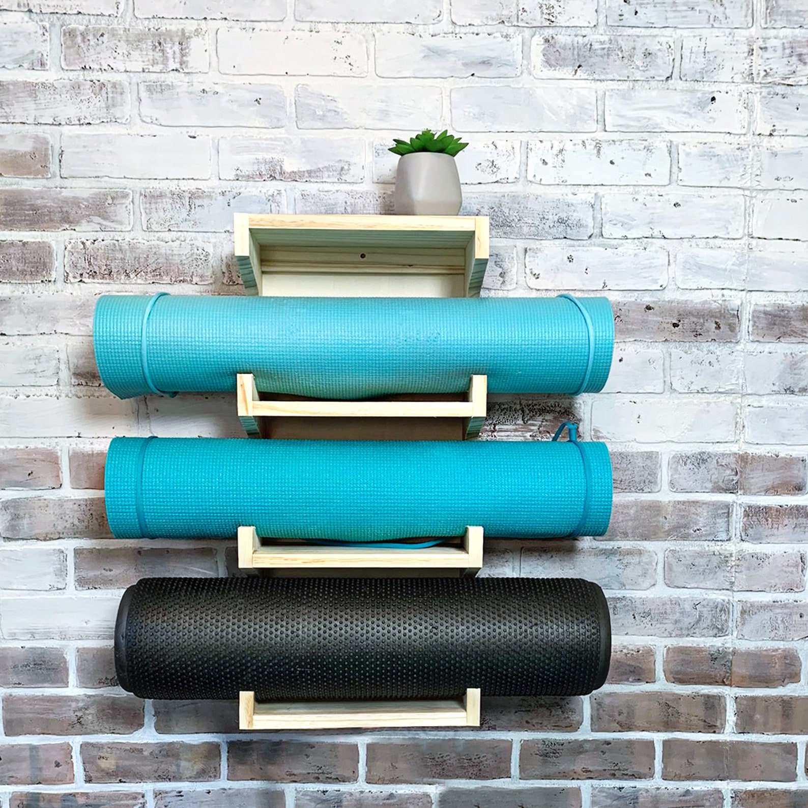 Yoga Mat Holder Wall Mounted Handmade Wood Yoga Mat Rack Etsy