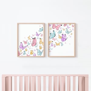 Butterfly Nursery Print, Watercolor Art for Girl&#39;s Room