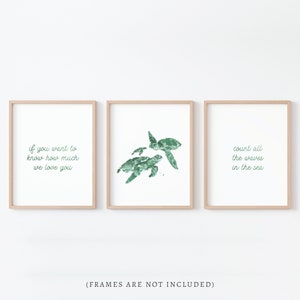 Sea Turtle Watercolor Art 3 Print Set: Beach Nursery Decor