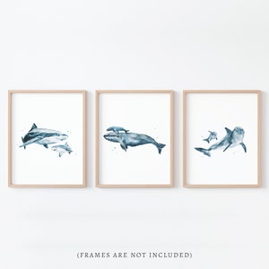 Ocean Animal Watercolor Print Set: Nautical Nursery Art