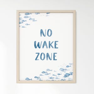 No Wake Zone Fish Watercolor Art Print for Nautical Nursery or Kid&#39;s Room