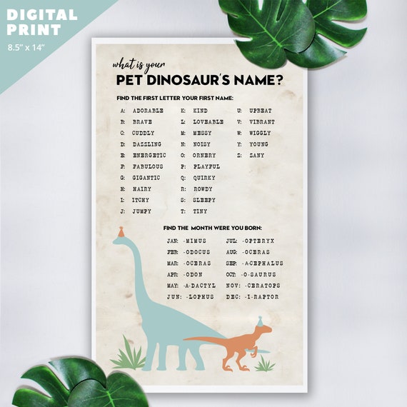 What's Your Pet Dinosaur's Name Sign for a Dinosaur - Etsy What's Your Pet Dinosaur's Name Sign for a Dinosaur - Etsy