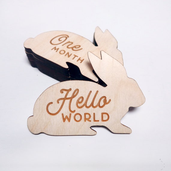 Milestone Markers Wood Bunny Shape Set | Etsy