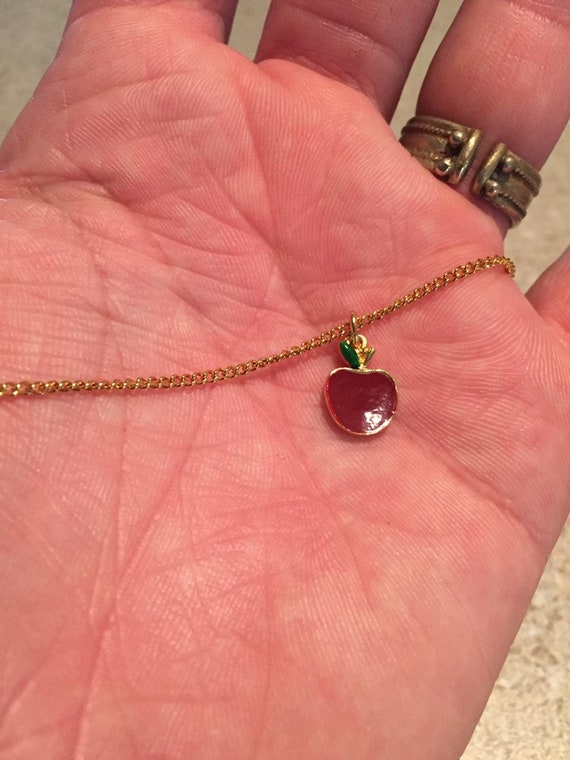 Apple Charm Necklace, Red Apple Charm Necklace, Ki