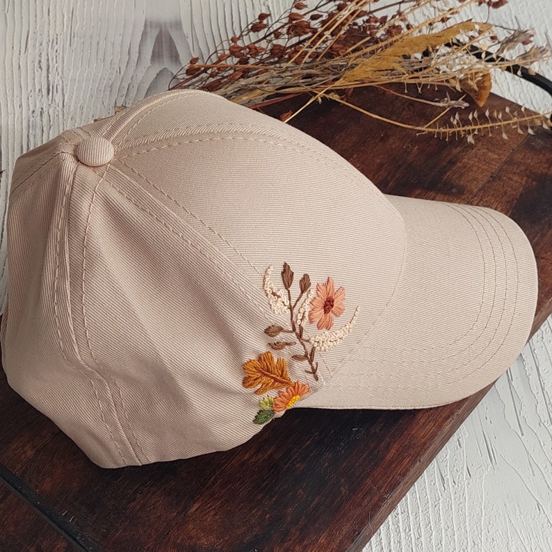 Hand Embroidered Floral Hat, Botanical Baseball Hat, Women's Hat, Gift for Girls image 4