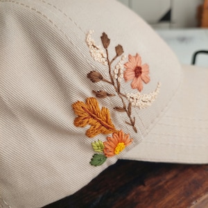 Hand Embroidered Floral Hat, Botanical Baseball Hat, Women's Hat, Gift for Girls image 2