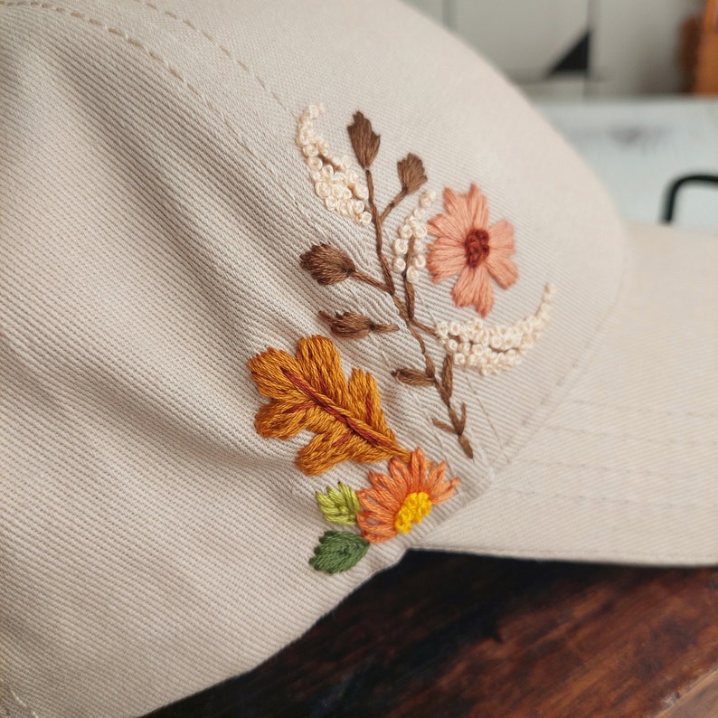 Hand Embroidered Floral Hat, Botanical Baseball Hat, Women's Hat, Gift for Girls image 2