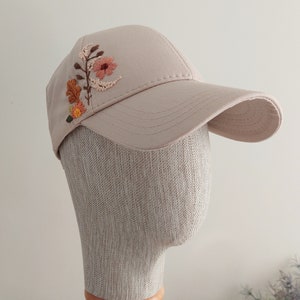 Hand Embroidered Floral Hat, Botanical Baseball Hat, Women's Hat, Gift for Girls image 3